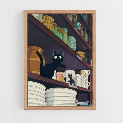 Poster Schwarze Katze Jiji