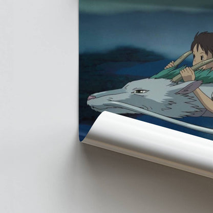 Poster Spirited Away auf einem Drachen