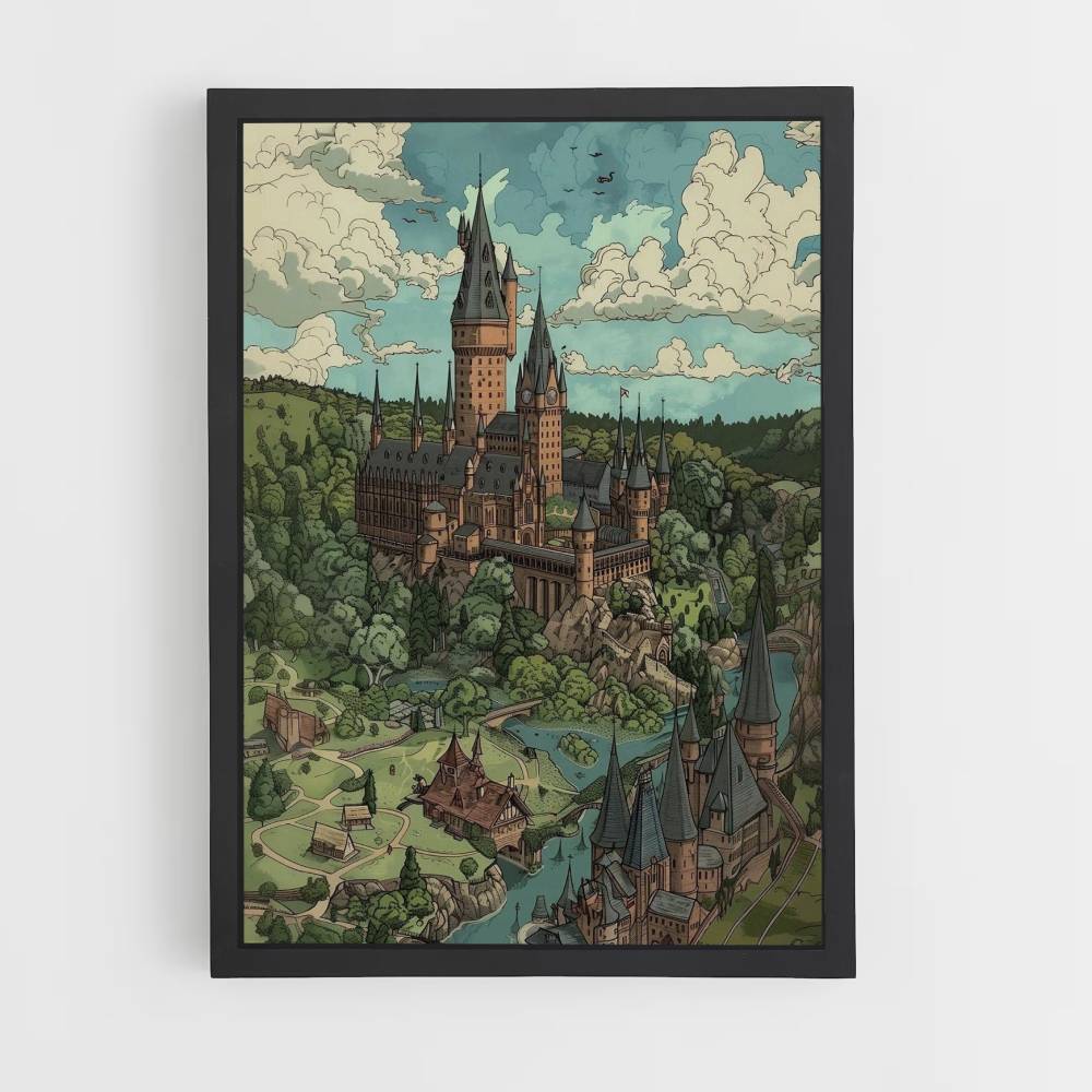 Poster Hogwarts-Zeichnung