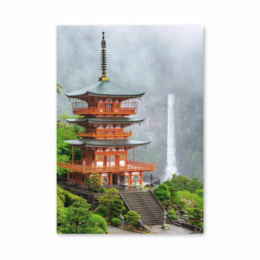 Poster Japan-Tempel-Wasserfall