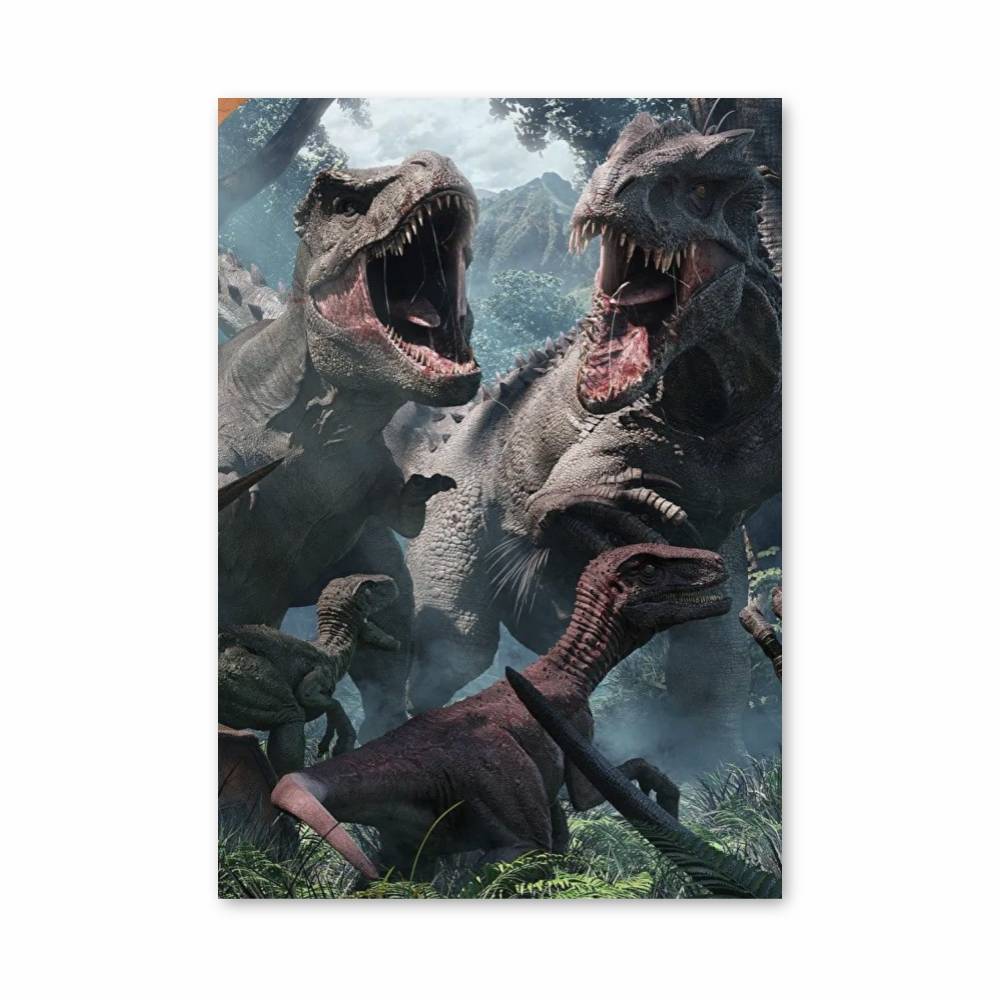 Poster Combat de dinosaures