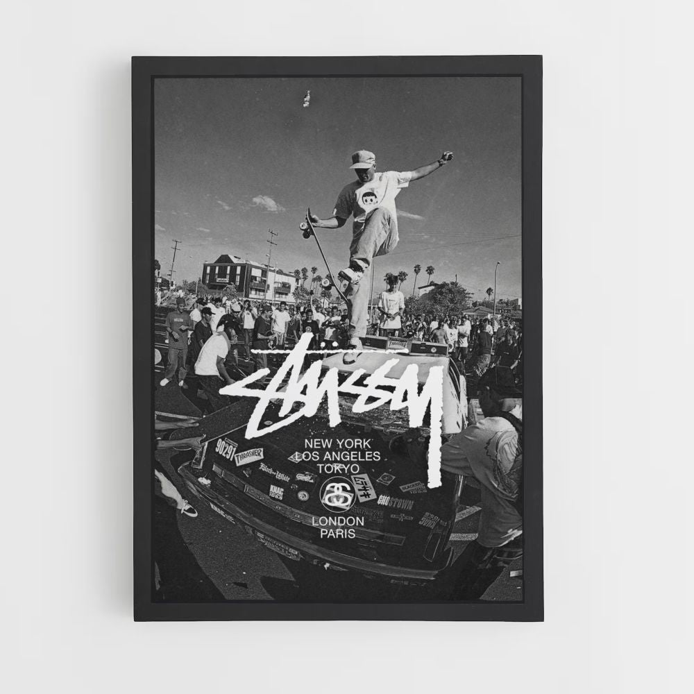 Poster Stussy Schwarz und Weiß