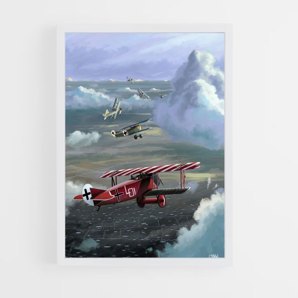 Plakat mit Flugzeugen aus dem 1. Weltkrieg