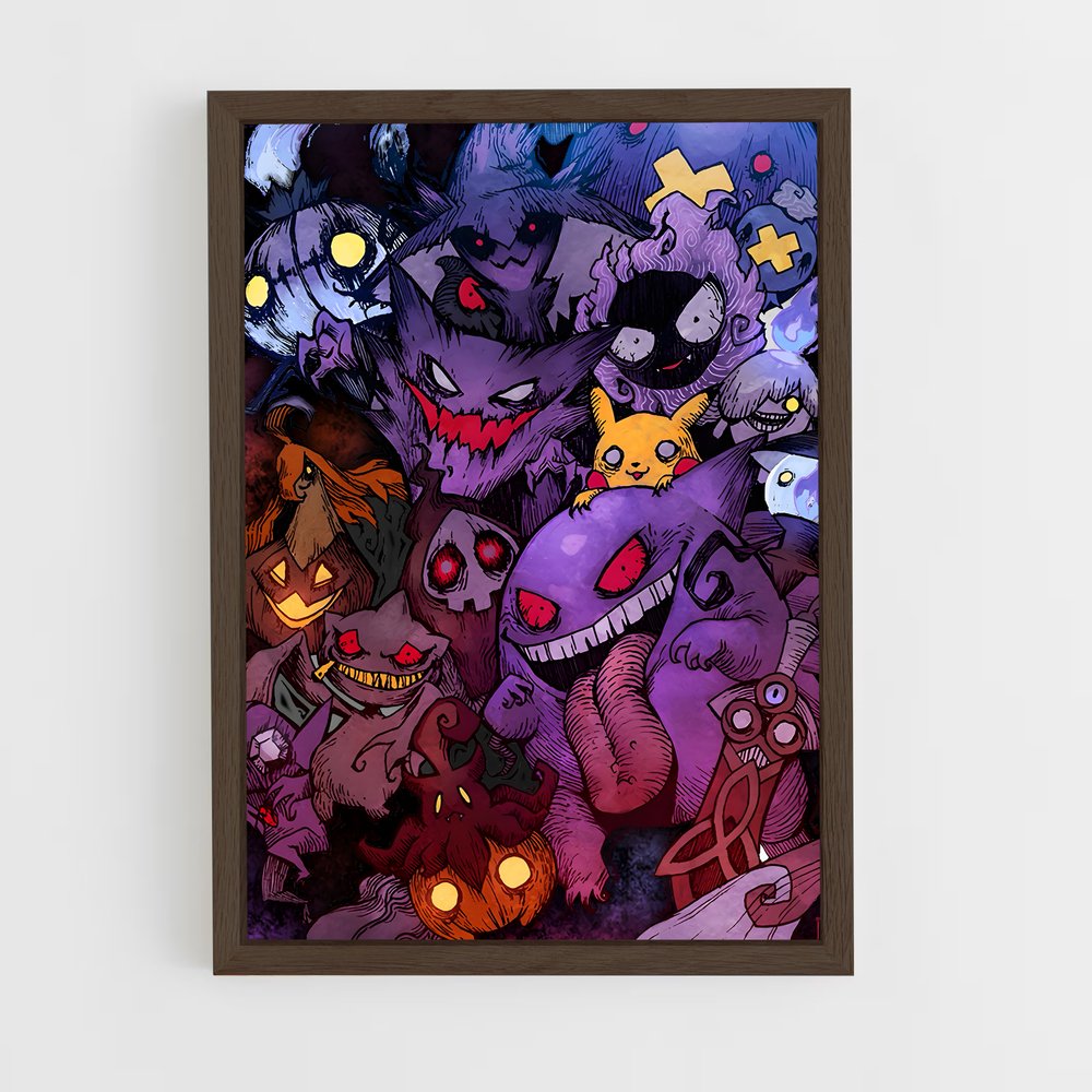 pokemon-10 cadre Bois foncé