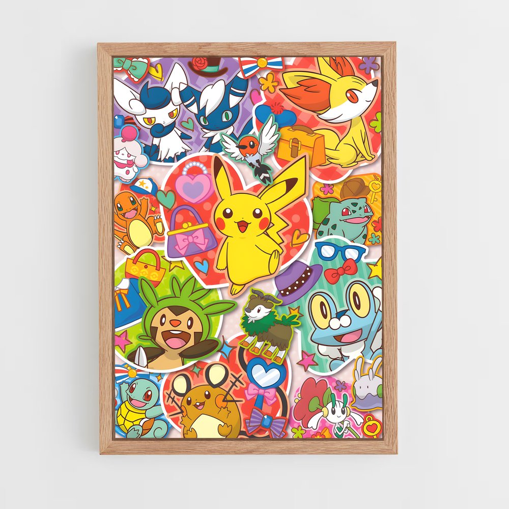 pokemon-14 cadre Bois clair