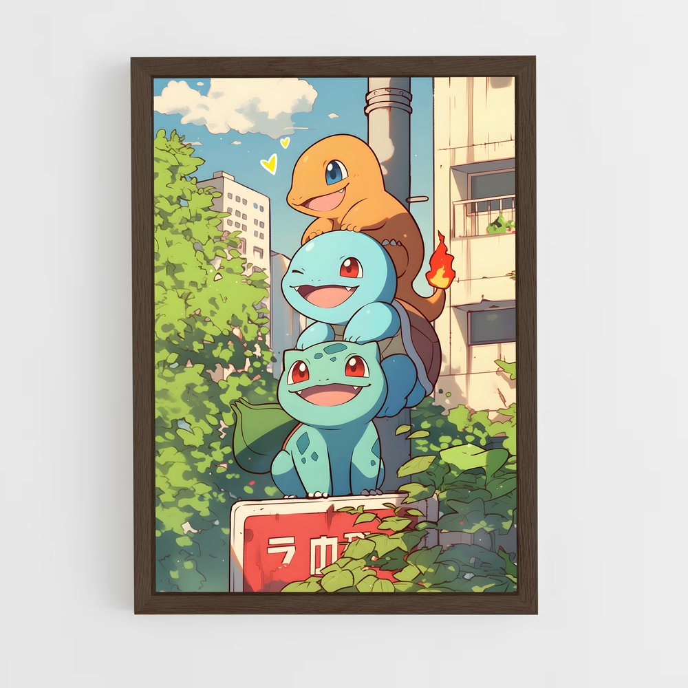 pokemon-19 cadre Bois foncé
