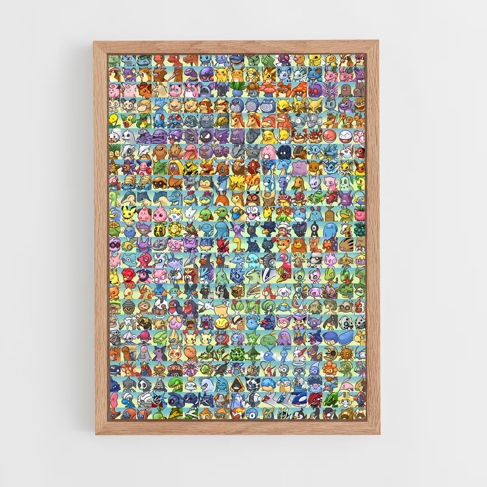 pokemon-7 cadre Bois clair
