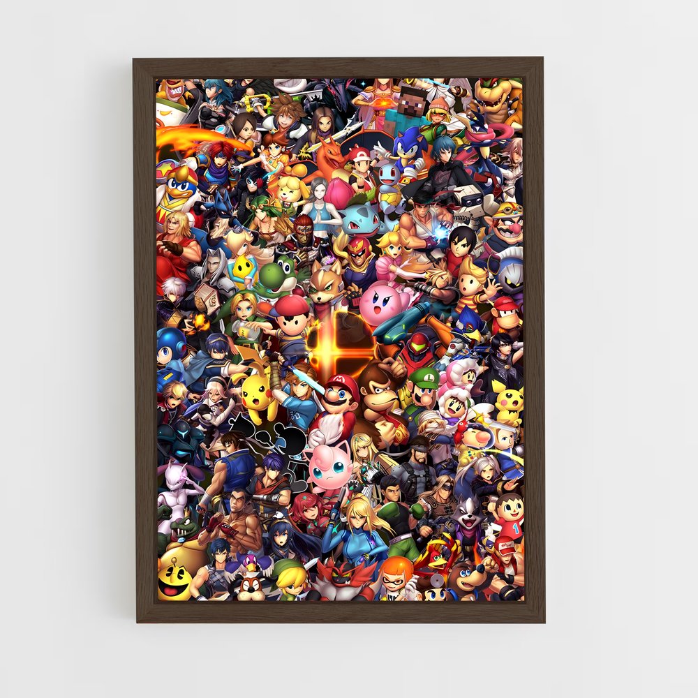 super-smash-bros-1 cadre Bois foncé