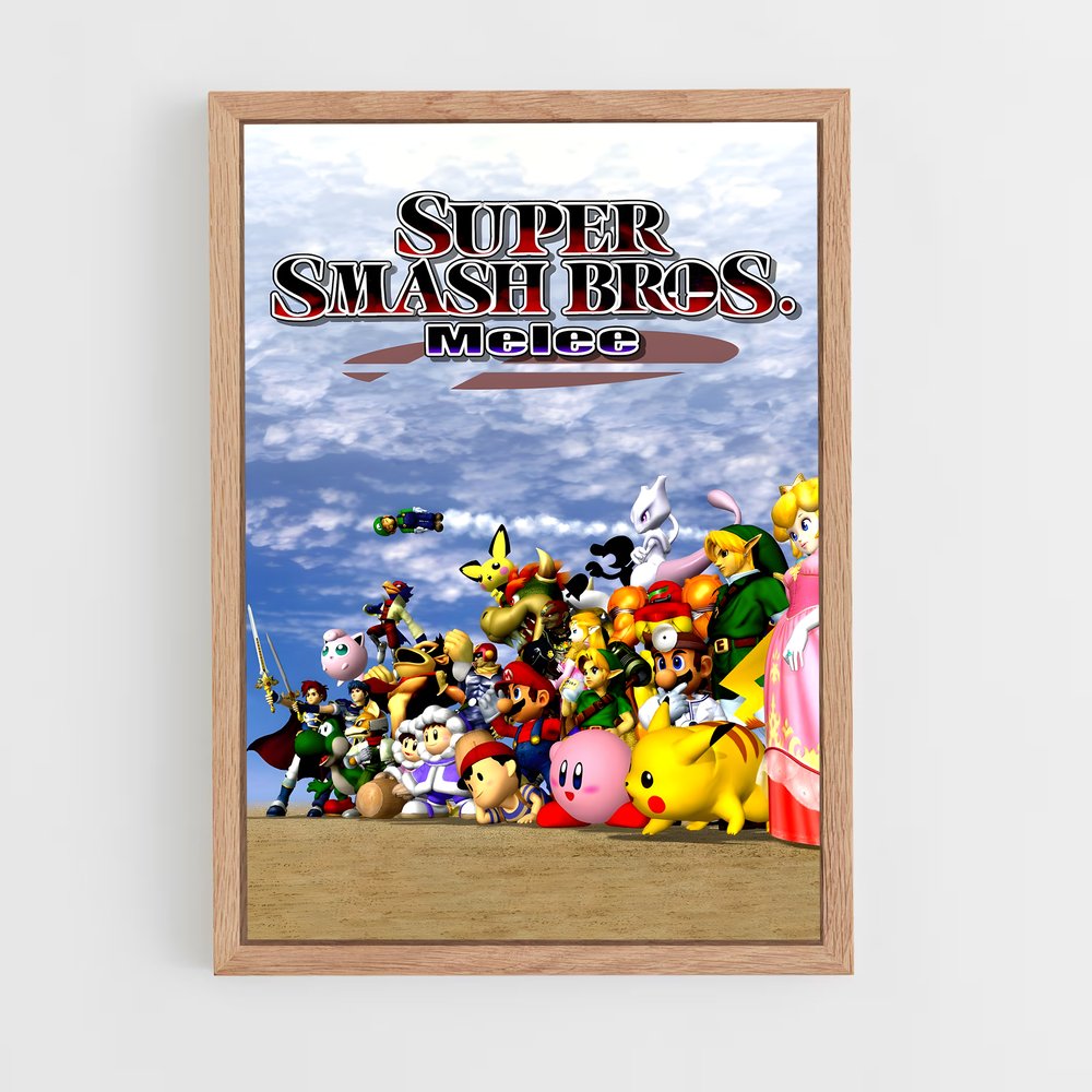 super-smash-bros-2 cadre Bois clair
