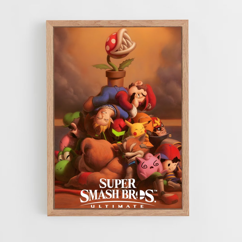 super-smash-bros-3 cadre Bois clair