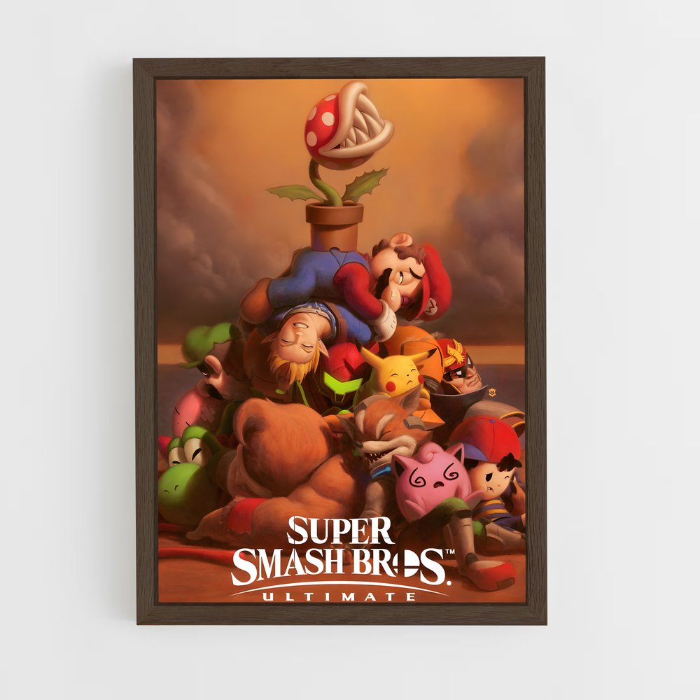 super-smash-bros-3 cadre Bois foncé