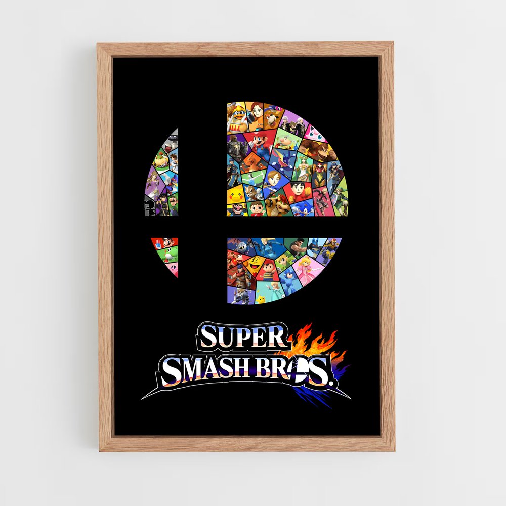 super-smash-bros-8 cadre Bois clair