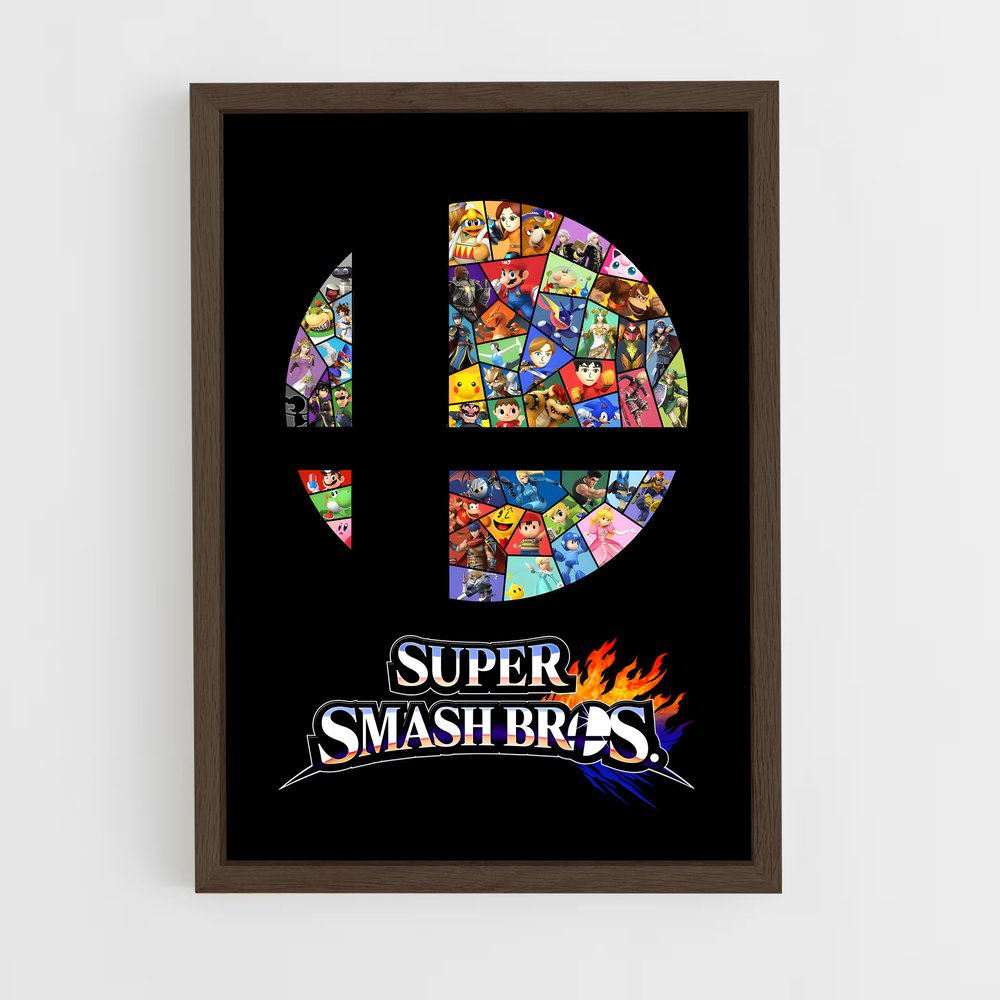 super-smash-bros-8 cadre Bois foncé