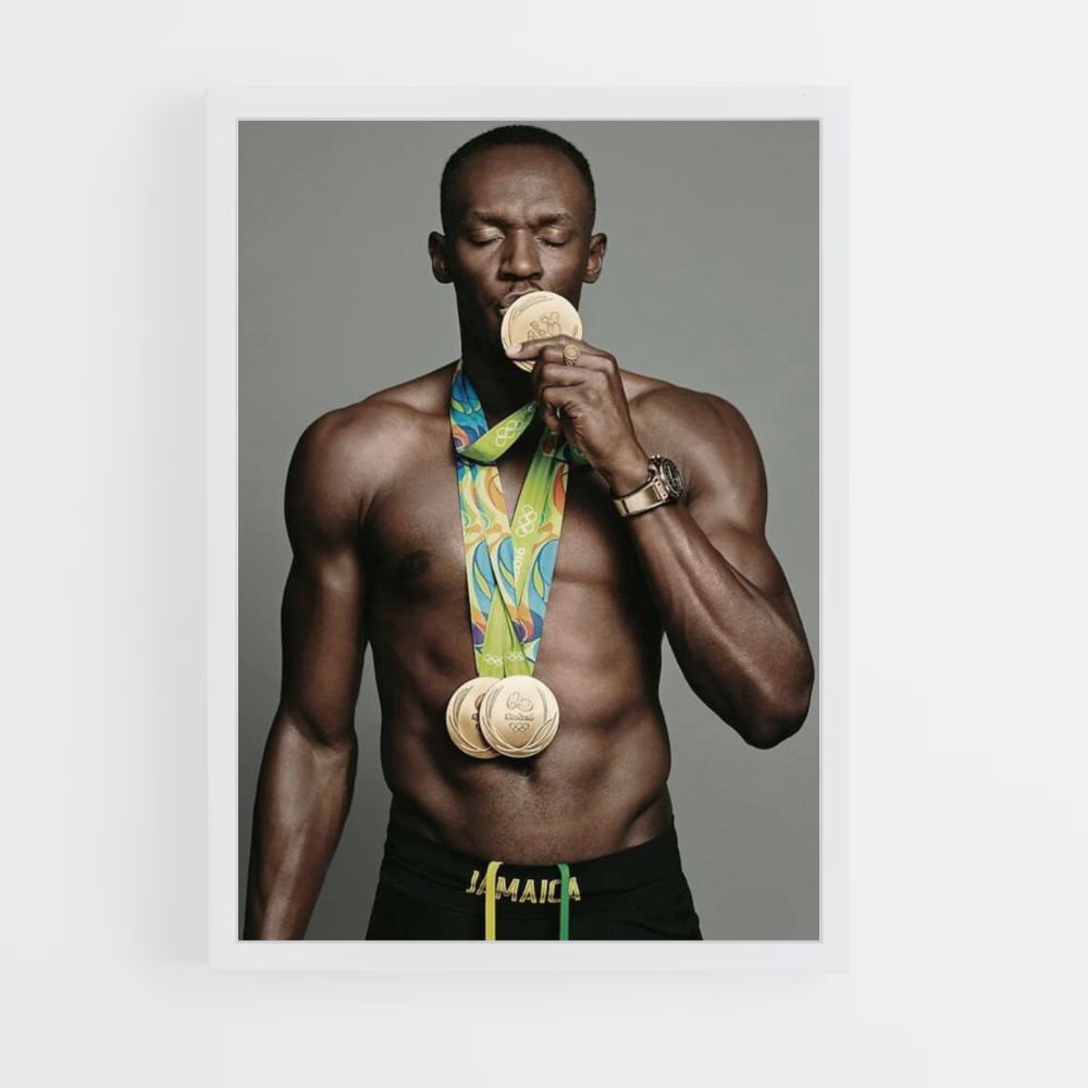 Poster Usain Bolt-Medaille