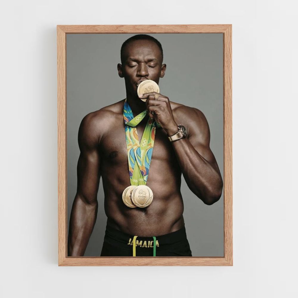 Poster Usain Bolt-Medaille